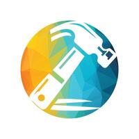Geometric Hammer Icon with Colorful Gradient Circle Design vector