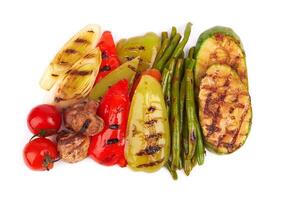 grilled vegetables on white photo