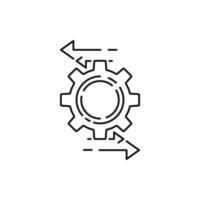 easy operation process with thin line gearwheel. outline trend modern simple recycle or execute logotype graphic design element isolated on white. concept of financial engine or solution realization vector