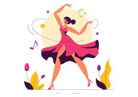 Dance Illustration of a Jazz Dancer in Action on a Flat Style Background vector