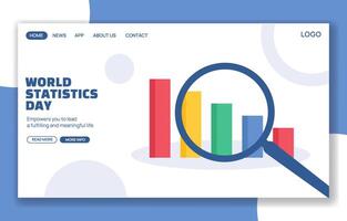 Statistics Day Social Media Landing Page Template with Flat Style Cartoon Background vector