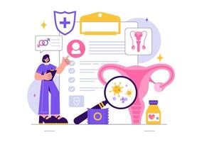 Flat Style of Venereologist Examining STIs and Dermatological Infections vector