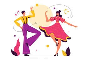 Illustration of a Salsa Dancer Performing on Stage in a Cartoon Background vector