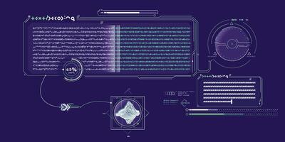 Sci-fi HUD interface for data research. vector