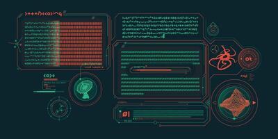 Sci-fi interface of data decoding program. vector