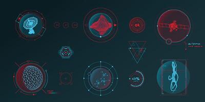 Circular infographic elements for sci-fi interface. vector