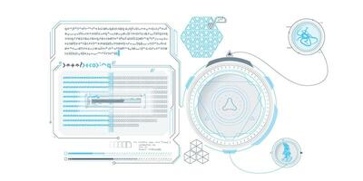 Sci-fi HUD interface for data research. vector