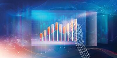 Abstract concept on the topic of new technologies in the global economy on the stock market. vector