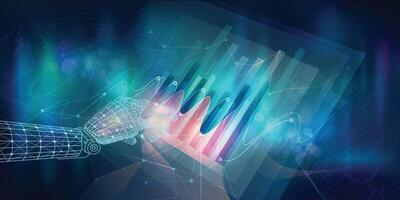 Abstract infographic with AI interaction with the global market vector