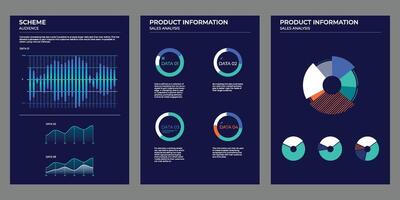Coverage audience data charts in color. elements charts. vector