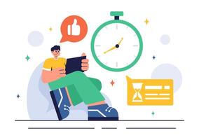 Time Management and Task Planning Illustration with Clock Settings in Flat Style vector