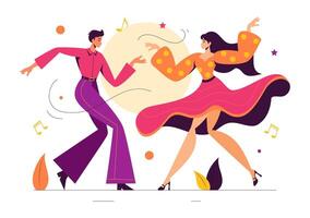 Illustration of a Ballet Dancer Performing on Stage with Music in Flat Style Background vector