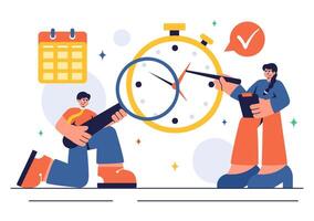 Illustration of Time Management Tools with Clock, Task Planning, and Scheduling vector
