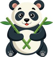 The harmonious connection between a bear and bamboo vector