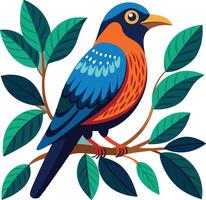 Elegant bird resting quietly on a tree limb vector