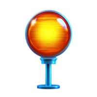 Orange traffic warning light with a blue base isolated on a transparent background png