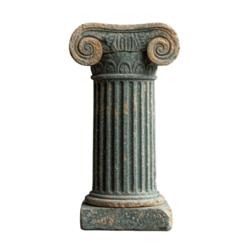 gammal jonisk kolumn med rullformad ornament isolerat på en transparent bakgrund png