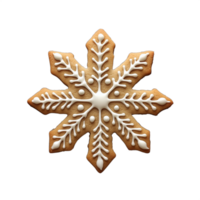 Gingerbread cookie shaped like a snowflake with transparent icing isolated on transparent background png