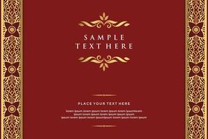 Gold Batik pattern frame border invitation greeting card design vector