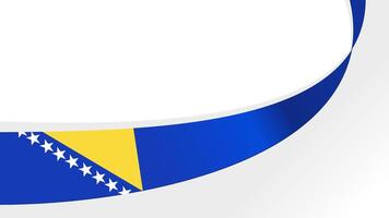 Curved ribbon with flag of bosnia and herzegovina on white background with copyspace vector