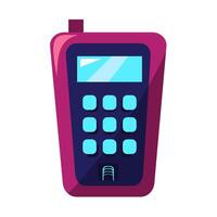 Burgundy device blue screen, nine buttons ideal for technology, electronics, communication concepts. Modern sleek design for digital backgrounds vector