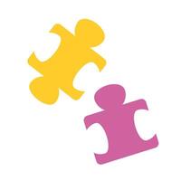 Two puzzle pieces, yellow and pink, symbolizing teamwork and collaboration great for business, teamwork, puzzles, problem solving concepts vector