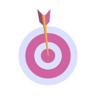 Pink target with yellow and pink arrow in center suitable for marketing, strategy, goals, success concepts in bright and cheerful designs vector