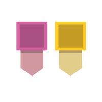 Two square frames with pointed tails in pink and yellow ideal for graphic design projects, social media posts, digital collages vector
