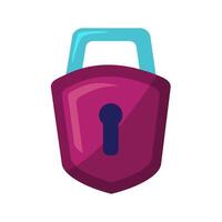 Pink padlock with a blue handle and keyhole on a white background ideal for security concepts vector
