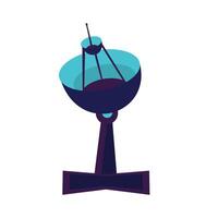 Satellite dish in blue and purple hues on a white background suitable for technology, communication, space related concepts, and futuristic designs vector