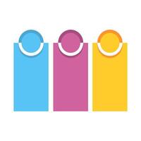 Three rectangles in various colors with white semicircle tops. Modern geometric design suitable for presentations, web design, and marketing materials vector