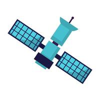 Blue satellite with two solar panels suitable for technology, space, and science concepts in educational materials, articles, or presentations vector