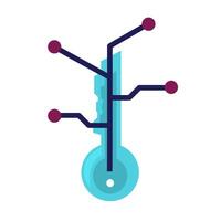 Blue key connected to purple circles, symbolizing connectivity and security suitable for technology, networking, cybersecurity concepts and designs vector