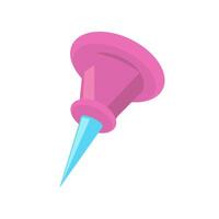 Pink push pin with blue pointed tip ideal for office supplies, stationery, organization, school projects, bulletin boards, reminders, todo lists vector