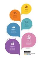 Infographics speech bubbles timeline with 6 number data template. Illustration abstract background. vector