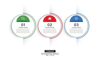 Infographics circle timeline with 3 number data template. Illustration business abstract background. vector