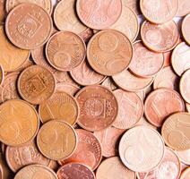 Euro coins of different denomination released by Latvia photo