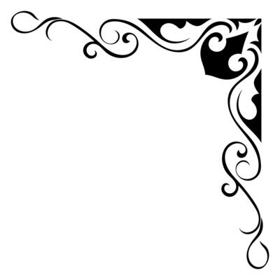 Thin line vintage corner. Medieval period of the Victorian dynasty. Fancy black monogram frame design element abstract icon collection Flower simple symbol
