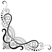 Thin line vintage corner. Medieval period of the Victorian dynasty. Fancy black monogram frame design element abstract icon collection Flower simple symbol vector