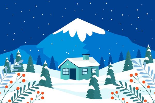 flat winter view season background illustration design
