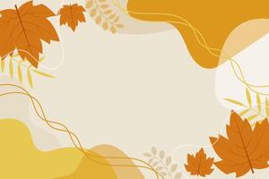 Abstract simply autumn background figures and leaves with natural line arts. vector