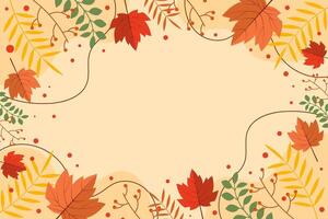 Flat autumn leaves background, Abstract Background vector