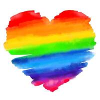 rainbow heart shape watercolor painting vector