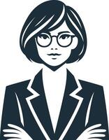 a woman in a suit with her arms crossed vector