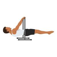 Young man doing front lever on a bar calisthenics exercise. vector