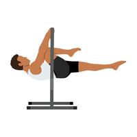 Young man doing advanced tuck front lever on a bar calisthenics exercise. vector
