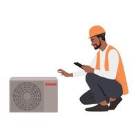 Man maintenance or working on electrical power generator. vector