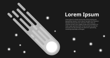 a meteor comet in space flat design vector