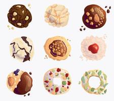 A set of beautiful and delicious cookies. Bakery. Cartoon style. White background, isolate. vector