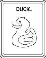 A duck coloring page with the word duck vector